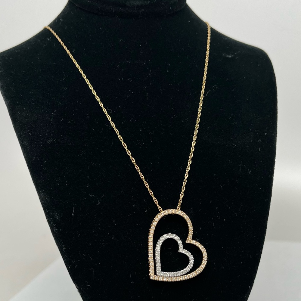Elegant Gold and Silver Heart Necklace